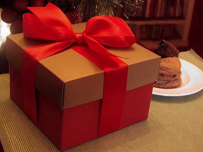 Holiday gift box of cookies and brownies