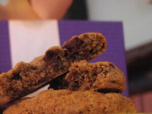 Gourmet cookies in a purple gift box