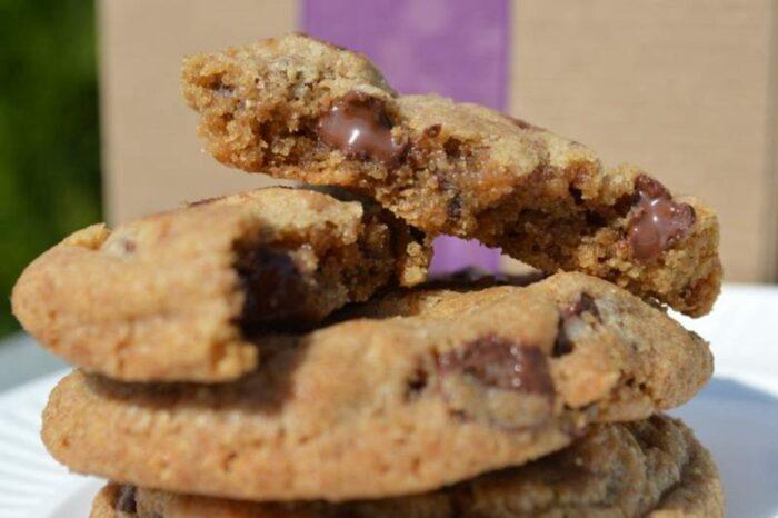 Gourmet cookies up close photo in a small gift box