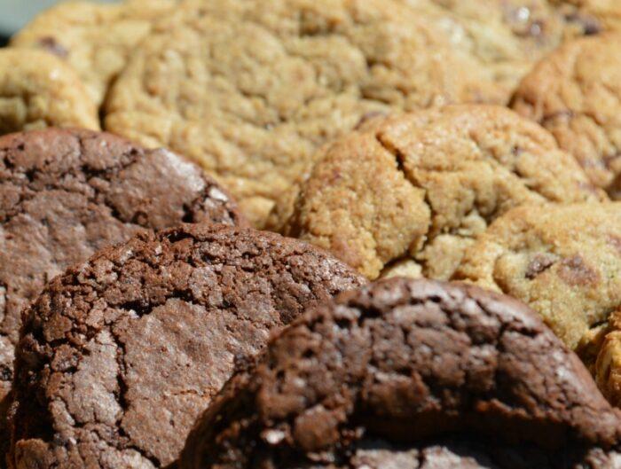Up close photos of the gourmet cookies and brownies in a custom gift basket