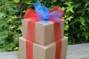 This standard gift tower is stacked with gourmet cookies and chocolate brownies